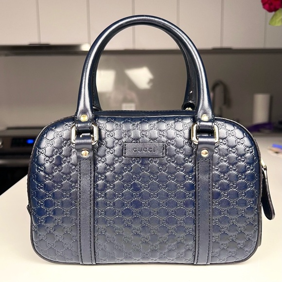 Gucci MicroGuccisima Navy Blue Satchel Bag - Picture 1 of 13
